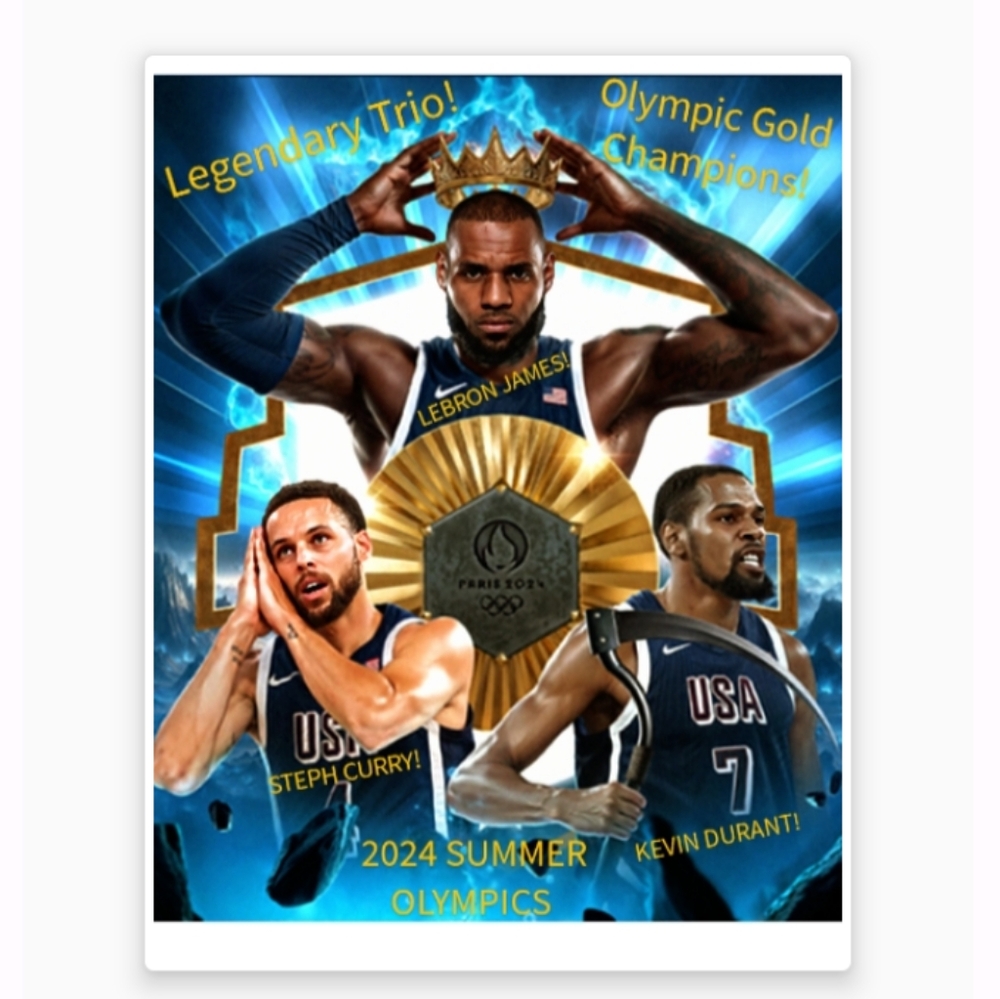 NEW! 2024 OLYMPIC USA BASKETBALL CHAMPIONS 8.5x11 GLOSSY POSTER CURRY! LBJ! KD!